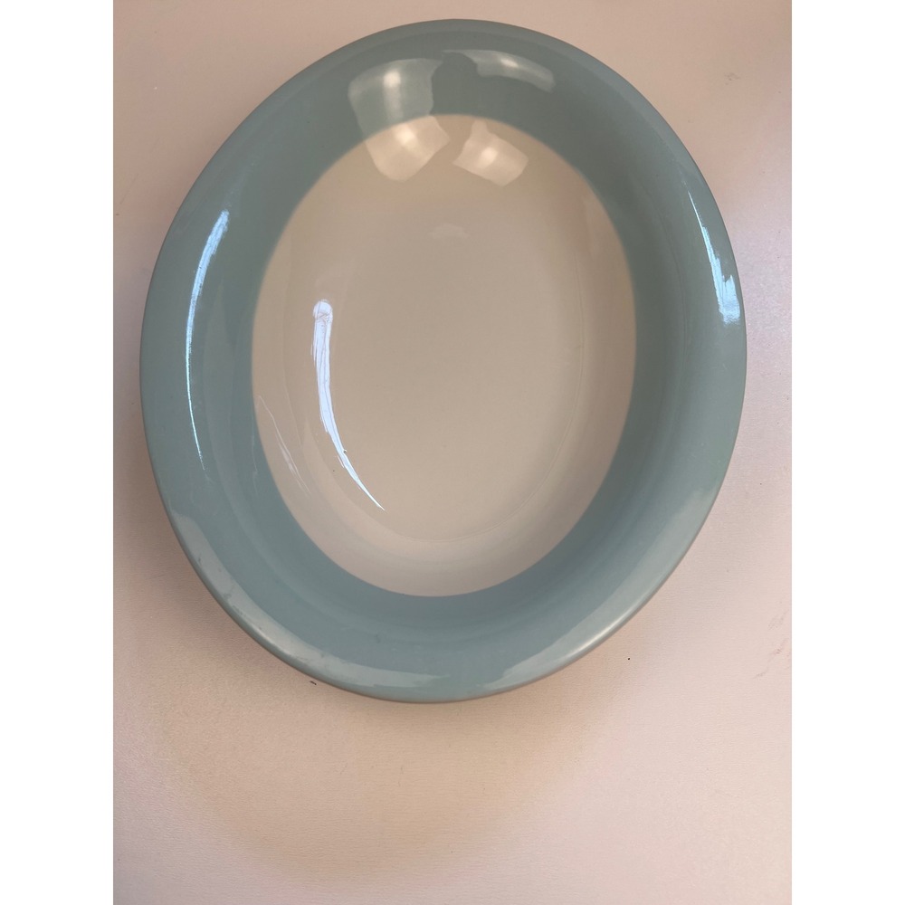 2 Oval Serving Platters Light Blue Cream Ceramic‎ Oval Serving Dish Unbranded